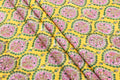 Hand Block Printed Cotton Fabric: Red & Pink Mughal Floral, Indian Textile