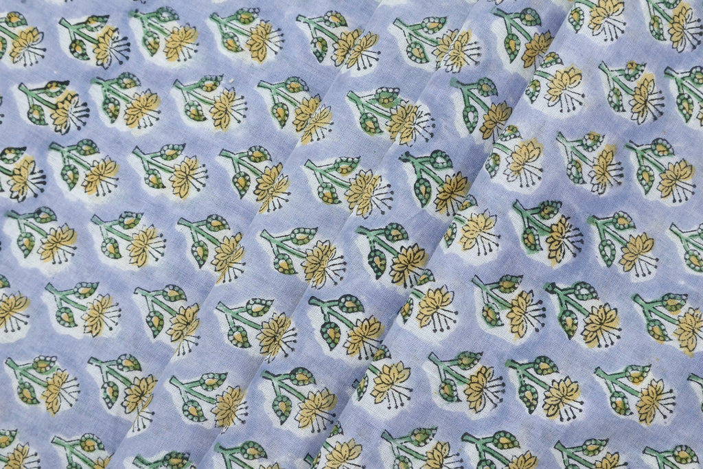 Mughal Print Cotton Fabric By The Yard: Hand Block Floral Fabric