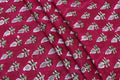 Hand Block Printed Cotton Fabric: Red Floral Indian Textile By The Yard