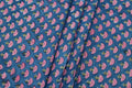 Cotton Floral Hand Block Print Fabric - Pink and Blue Indian Blockprint