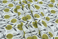 Green Floral Block Print Cotton Fabric: Indian Handstamped Textile