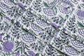 Purple Floral Block Print Cotton Fabric: Handstamped Indian Fabric
