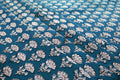 Blue Floral Blockprint Cotton Fabric: Handstamped Indian Fabric