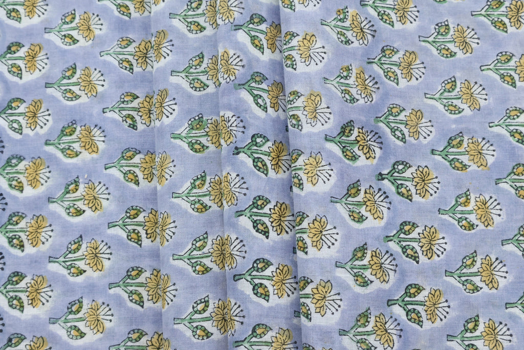 Mughal Print Cotton Fabric By The Yard: Hand Block Floral Fabric