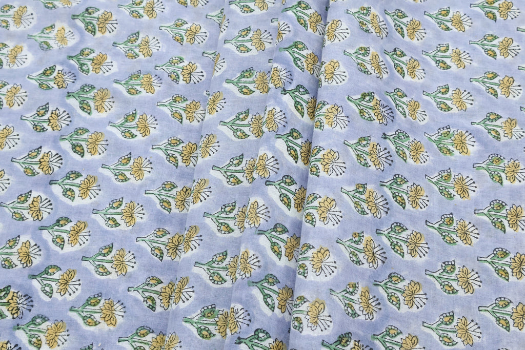 Mughal Print Cotton Fabric By The Yard: Hand Block Floral Fabric