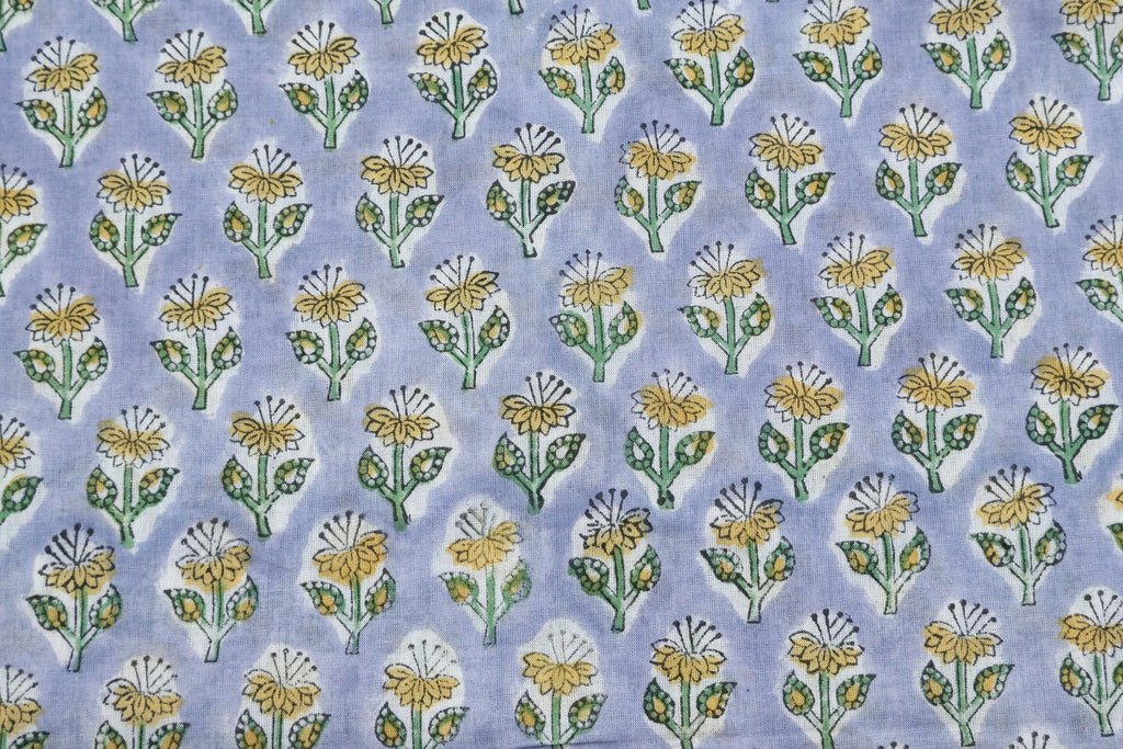 Mughal Print Cotton Fabric By The Yard: Hand Block Floral Fabric