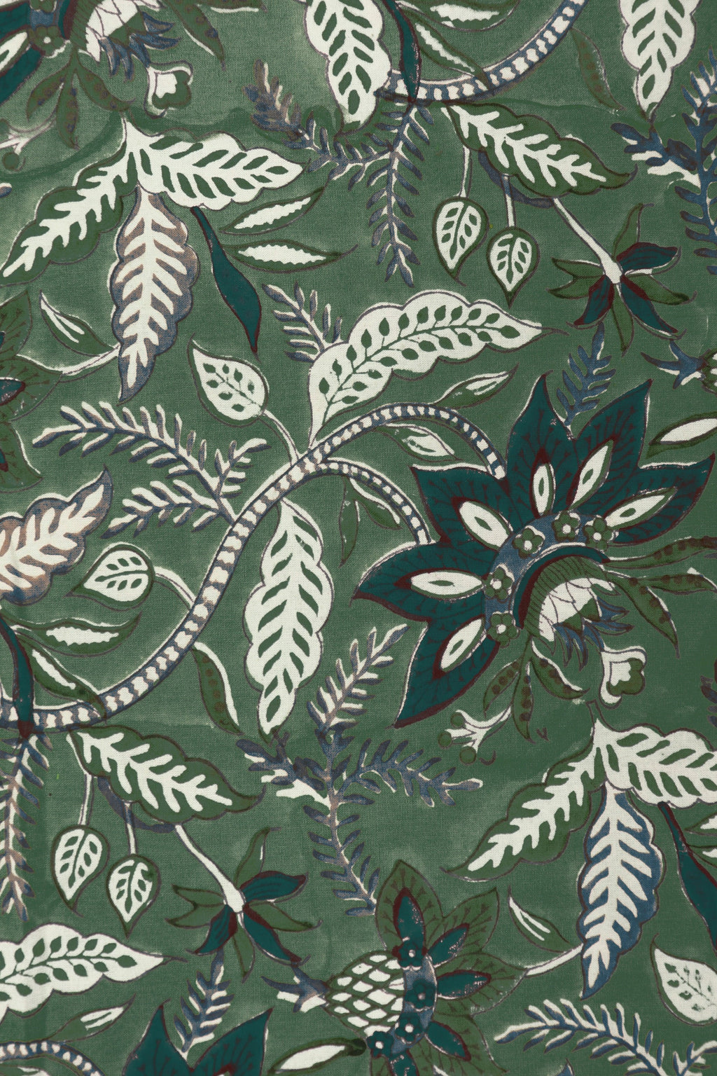Mughal Floral Block Print Cotton Fabric: Hand-Stamped Indian Sewing Material