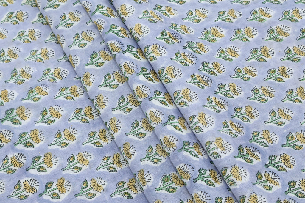 Mughal Print Cotton Fabric By The Yard: Hand Block Floral Fabric