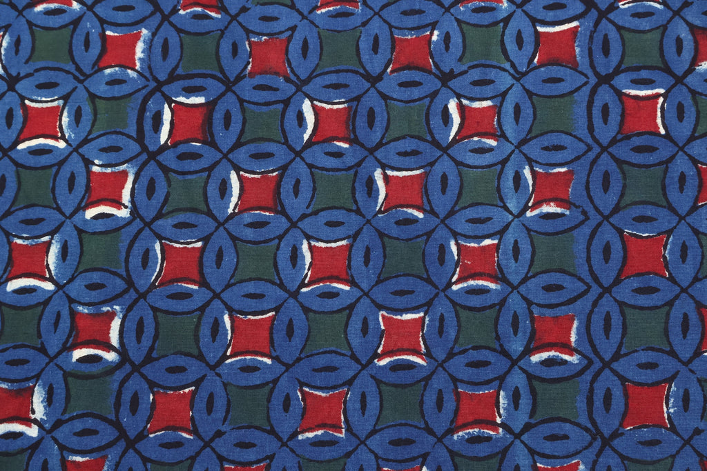 Hand Block Print Cotton Fabric: Mughal Floral, Indian Sewing Fabric