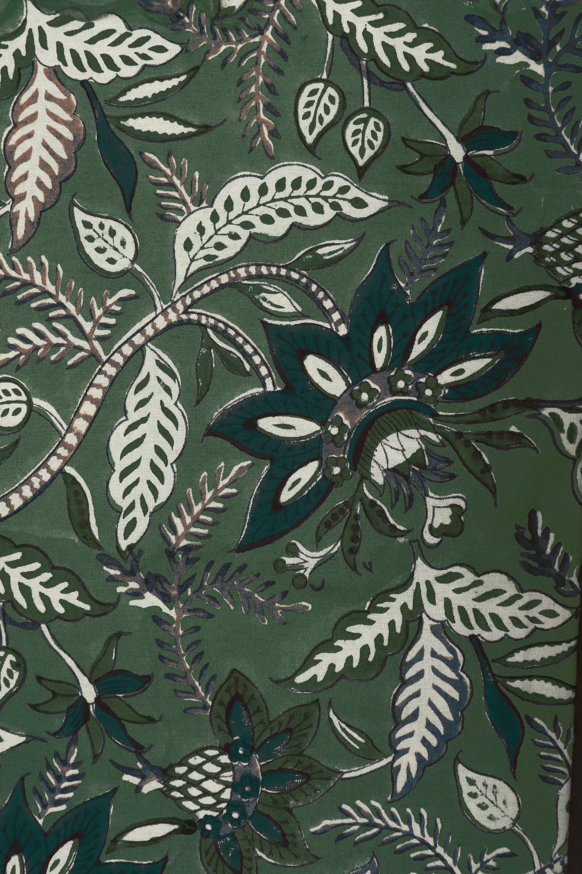 Mughal Floral Block Print Cotton Fabric: Hand-Stamped Indian Sewing Material