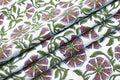 Floral Block Print Cotton Fabric: Pink, Purple, Green Mughal Design