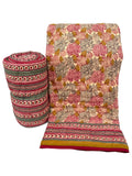 Hand-Block Printed Pure Cotton Quilt – Reversible Artisan Bedding | Lightweight Indian Cotton Jaipuri Razai | Hand-Quilted & Eco-Friendly