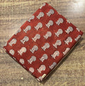 Red & Beige Floral Block Print Fabric: 100% Linen or Cotton by the Yard