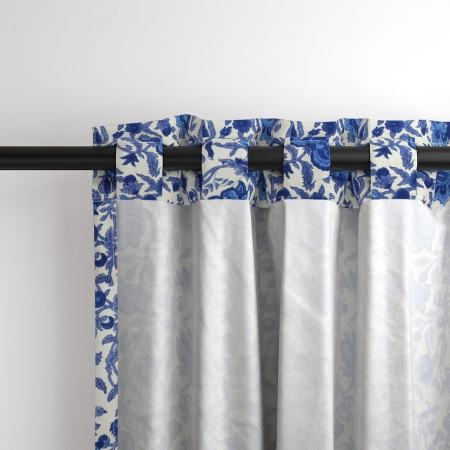 Blue and White Colour Hand Block Print Curtain & Drapes, Pure Cotton Fabric