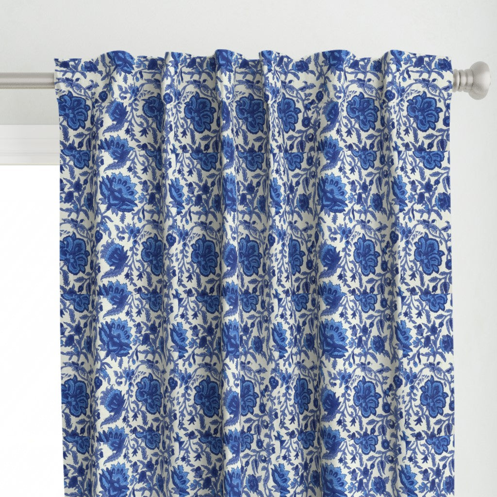 Blue and White Colour Hand Block Print Curtain & Drapes, Pure Cotton Fabric