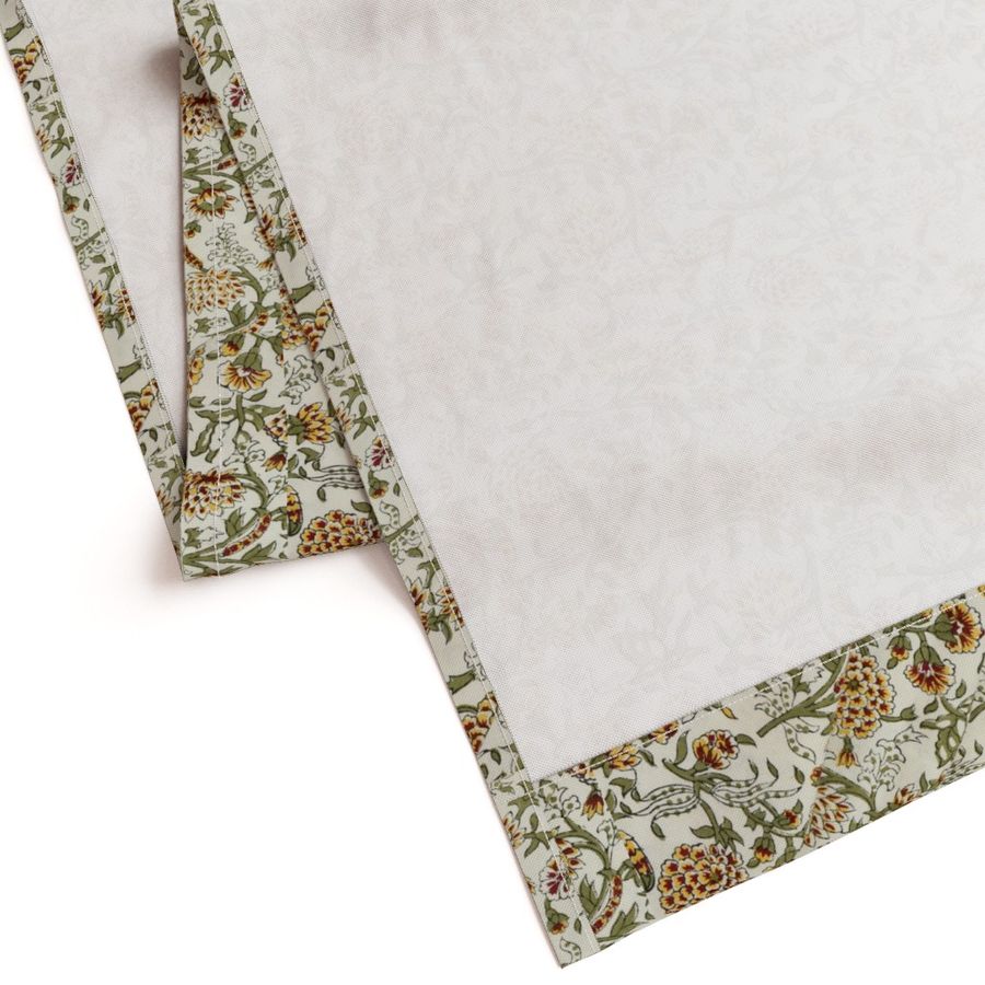 Green and Yellow Colour Hand Block Print Curtain & Drapes, Pure Cotton Fabric