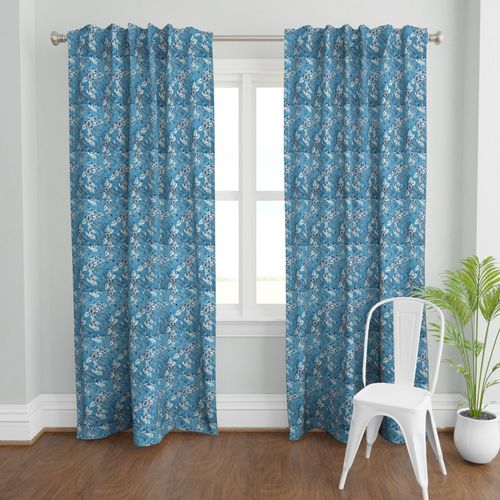 Blue and White Colour Hand Block Print Curtain & Drapes, Pure Cotton Fabric