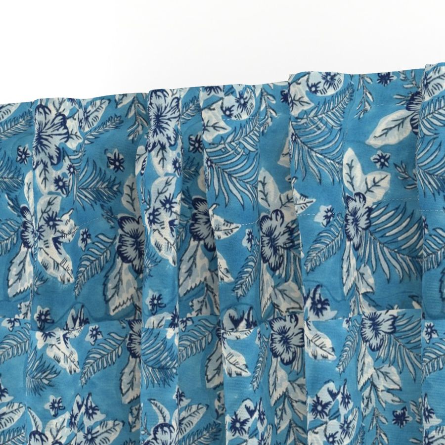 Blue and White Colour Hand Block Print Curtain & Drapes, Pure Cotton Fabric