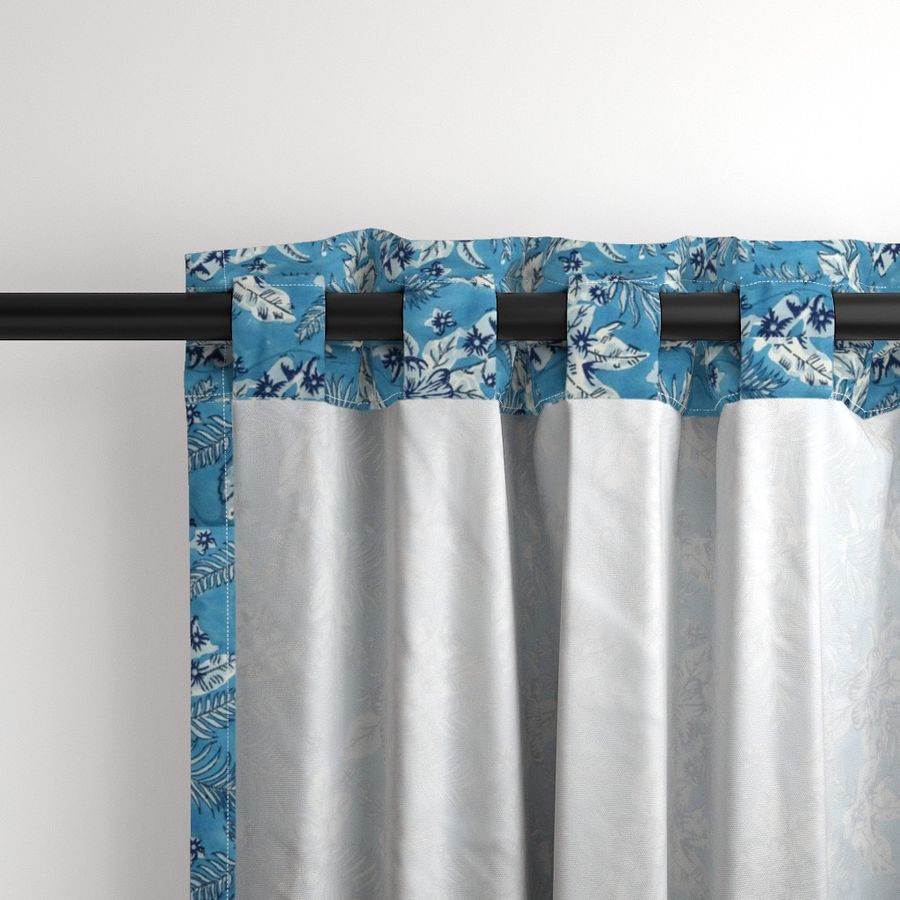 Blue and White Colour Hand Block Print Curtain & Drapes, Pure Cotton Fabric