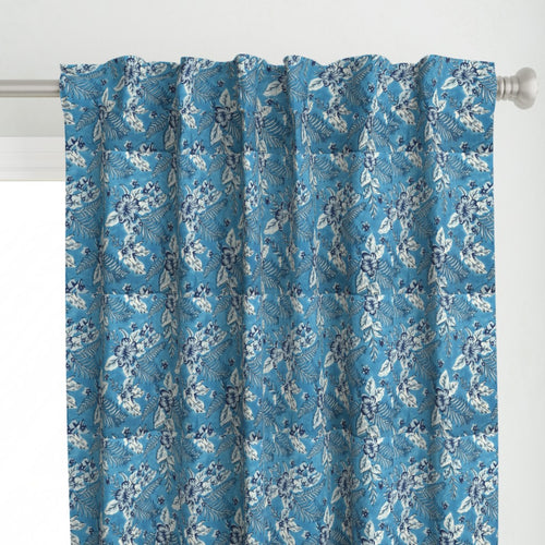 Blue and White Colour Hand Block Print Curtain & Drapes, Pure Cotton Fabric