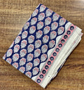Mughal Print Cotton Fabric: Blue & Pink Indian Blockprint