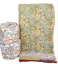 Hand-Block Printed Pure Cotton Quilt – Reversible Artisan Bedding | Lightweight Indian Cotton Jaipuri Razai | Hand-Quilted & Eco-Friendly