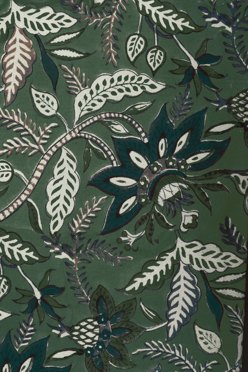 Green Handmade Block Print Cotton Fabric by the Yard | Eco-Friendly & Breathable