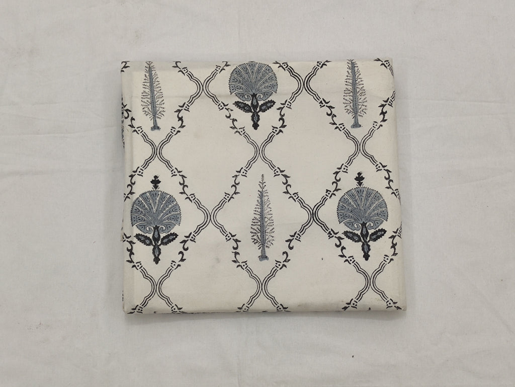 Mughal Print Cotton Fabric: Indian Hand Block Print, 1 Yard