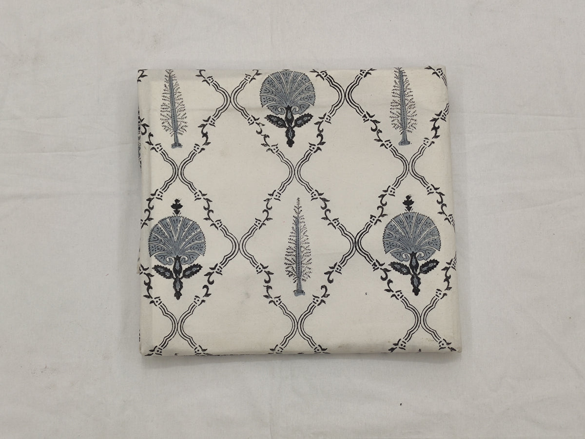 Mughal Print Cotton Fabric: Indian Hand Block Print, 1 Yard