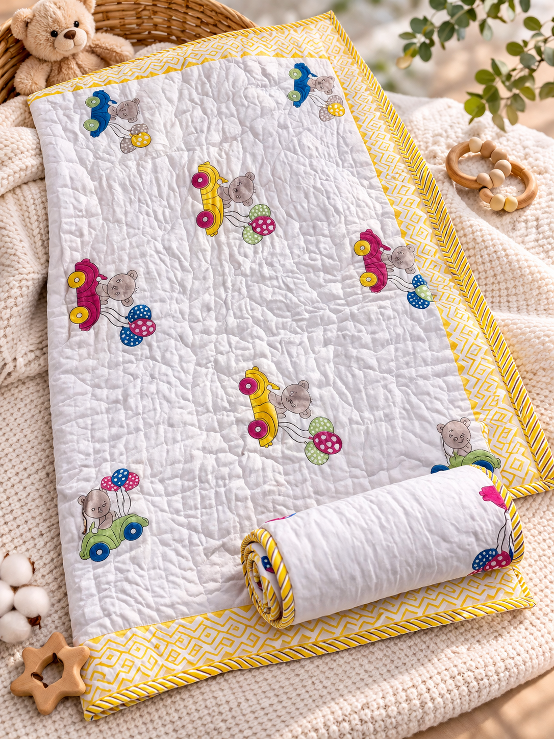 Hand-Block Printed Cotton Baby Quilt | Soft & Breathable Heirloom Quilt