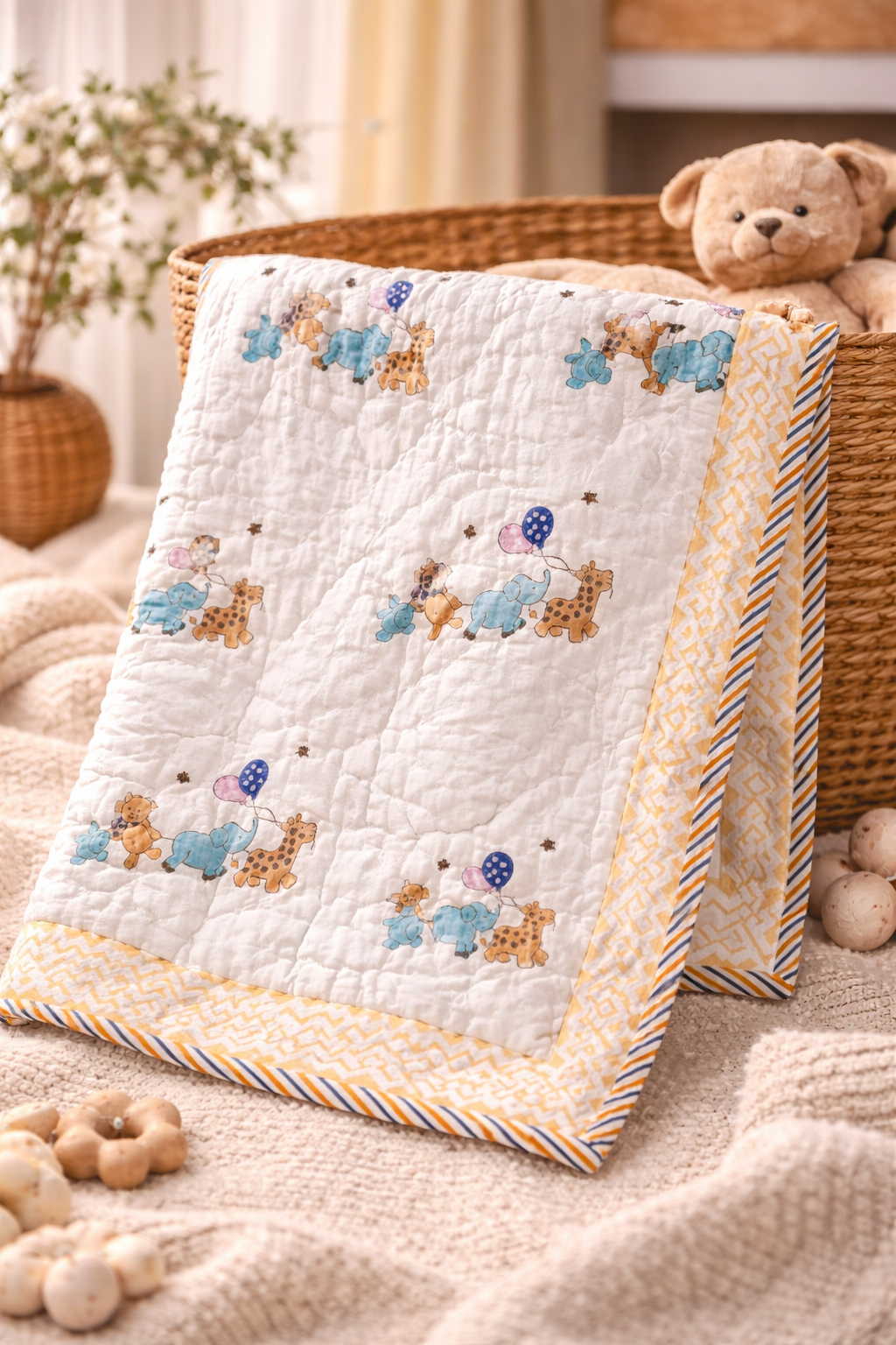 Hand-Block Printed Cotton Baby Quilt | Soft & Breathable Heirloom Quilt