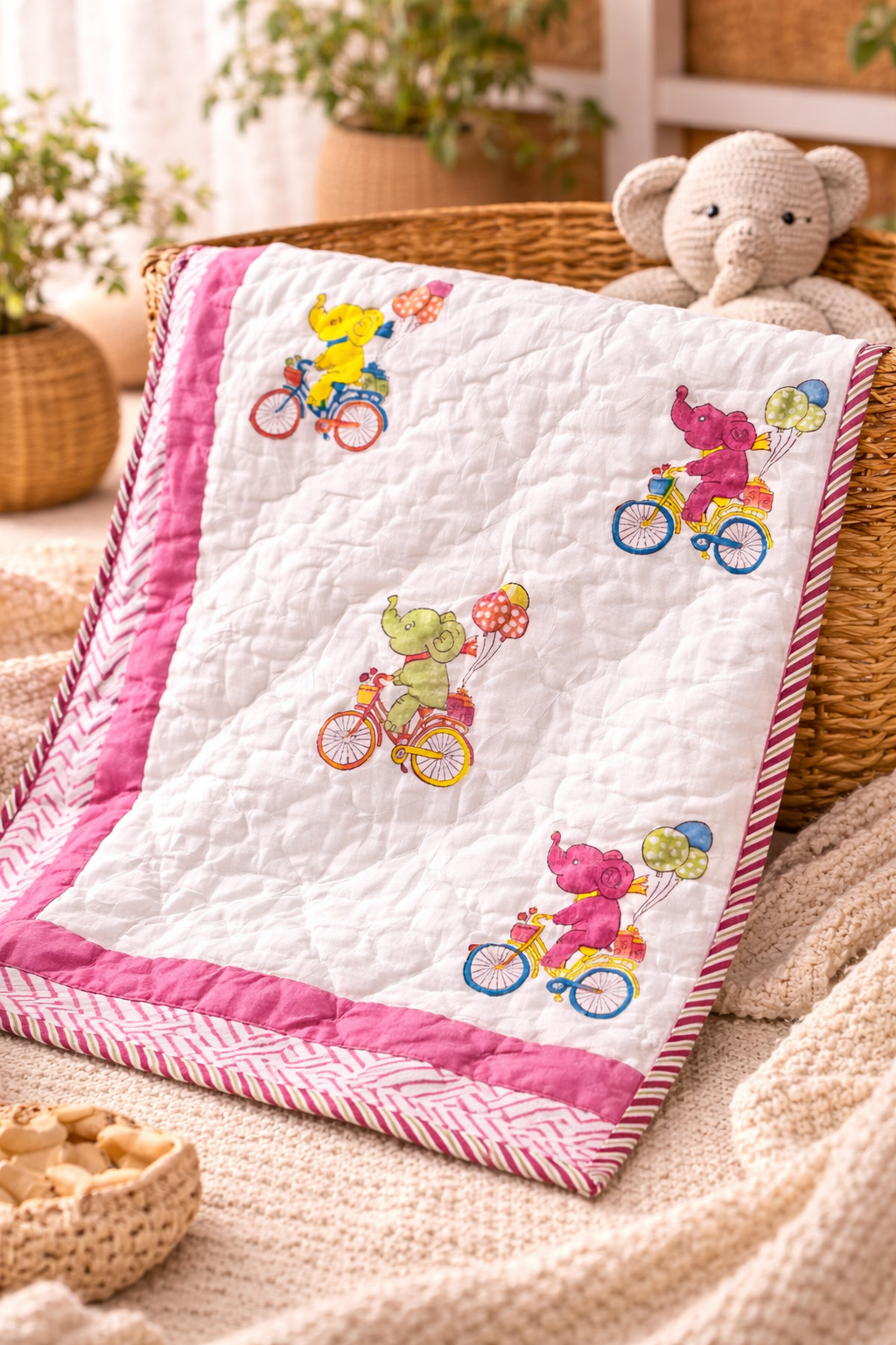 Hand-Block Printed Cotton Baby Quilt | Soft & Breathable Heirloom Quilt