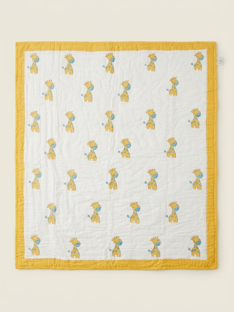 Hand-Block Printed Cotton Baby Quilt | Soft & Breathable Heirloom Quilt