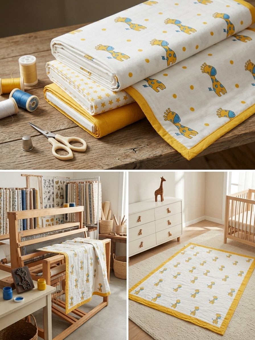 Hand-Block Printed Cotton Baby Quilt | Soft & Breathable Heirloom Quilt