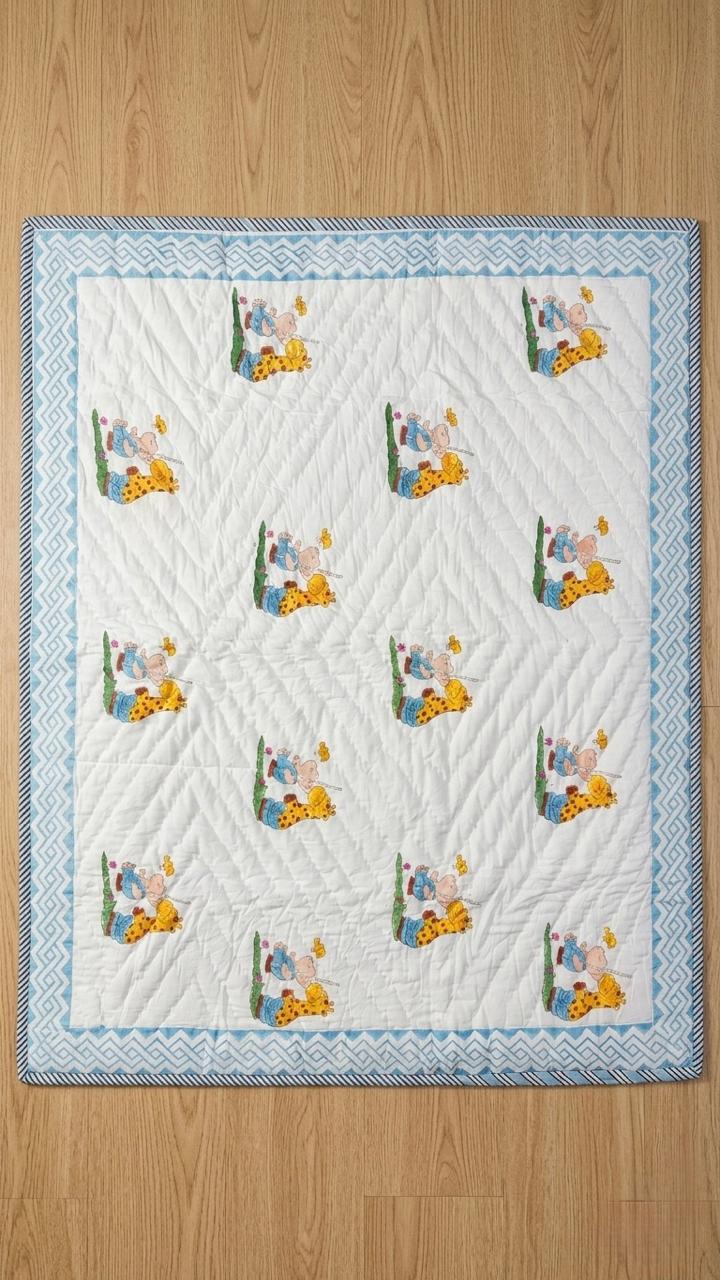 Hand-Block Printed Cotton Baby Quilt | Soft & Breathable Heirloom Quilt