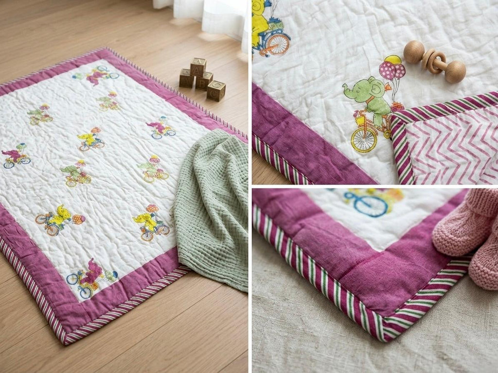 Hand-Block Printed Cotton Baby Quilt | Soft & Breathable Heirloom Quilt