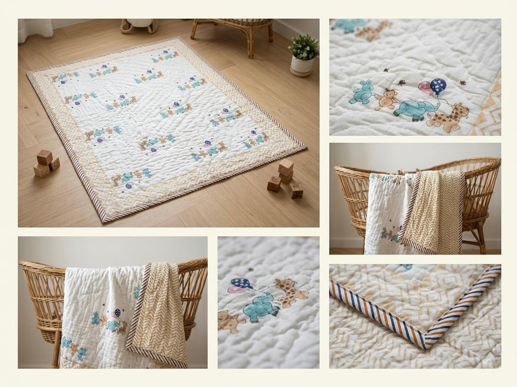 Hand-Block Printed Cotton Baby Quilt | Soft & Breathable Heirloom Quilt