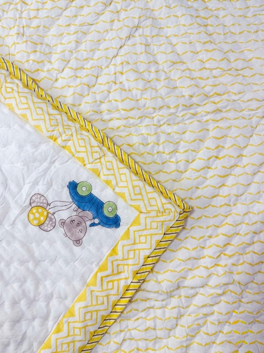 Hand-Block Printed Cotton Baby Quilt | Soft & Breathable Heirloom Quilt