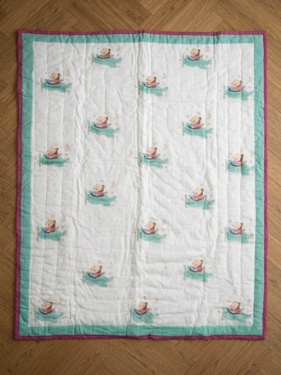 Hand-Block Printed Cotton Baby Quilt | Soft & Breathable Heirloom Quilt