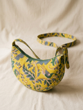 Exquisite Hand-Blocked Cotton Shoulder Yellow and Green Bag – Premium Leather Lined Accessory