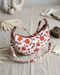 Exquisite Hand-Blocked Cotton Shoulder Red and White Bag – Premium Leather Lined Accessory
