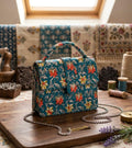 Luxury Hand-Block Print Sling Bag | Women’s Leather-Lined Crossbody l Blue and Orange Colour
