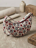 Exquisite Hand-Blocked Cotton Shoulder Red and White Bag – Premium Leather Lined Accessory