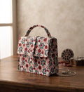 Luxury Hand-Block Print Sling Bag | Women’s Leather-Lined Crossbody l Red and White Colour