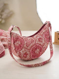 Exquisite Hand-Blocked Cotton Shoulder Pink Colour Bag – Premium Leather Lined Accessory