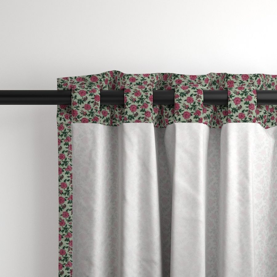 Pink and Green Colour Hand Block Print Curtain & Drapes, Pure Cotton Fabric