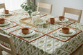 Hand Block Printed Green & White Table Linen Set – Table Cover, Runner, Placemats & Napkins | Tablecloth