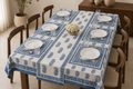 Hand Block Printed Blue & White Table Linen Set – Table Cover, Runner, Placemats & Napkins | Tablecloth