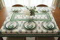Hand Block Printed Green & White Table Linen Set – Table Cover, Runner, Placemats & Napkins | Tablecloth