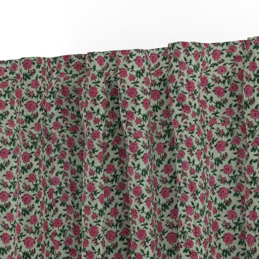 Pink and Green Colour Hand Block Print Curtain & Drapes, Pure Cotton Fabric